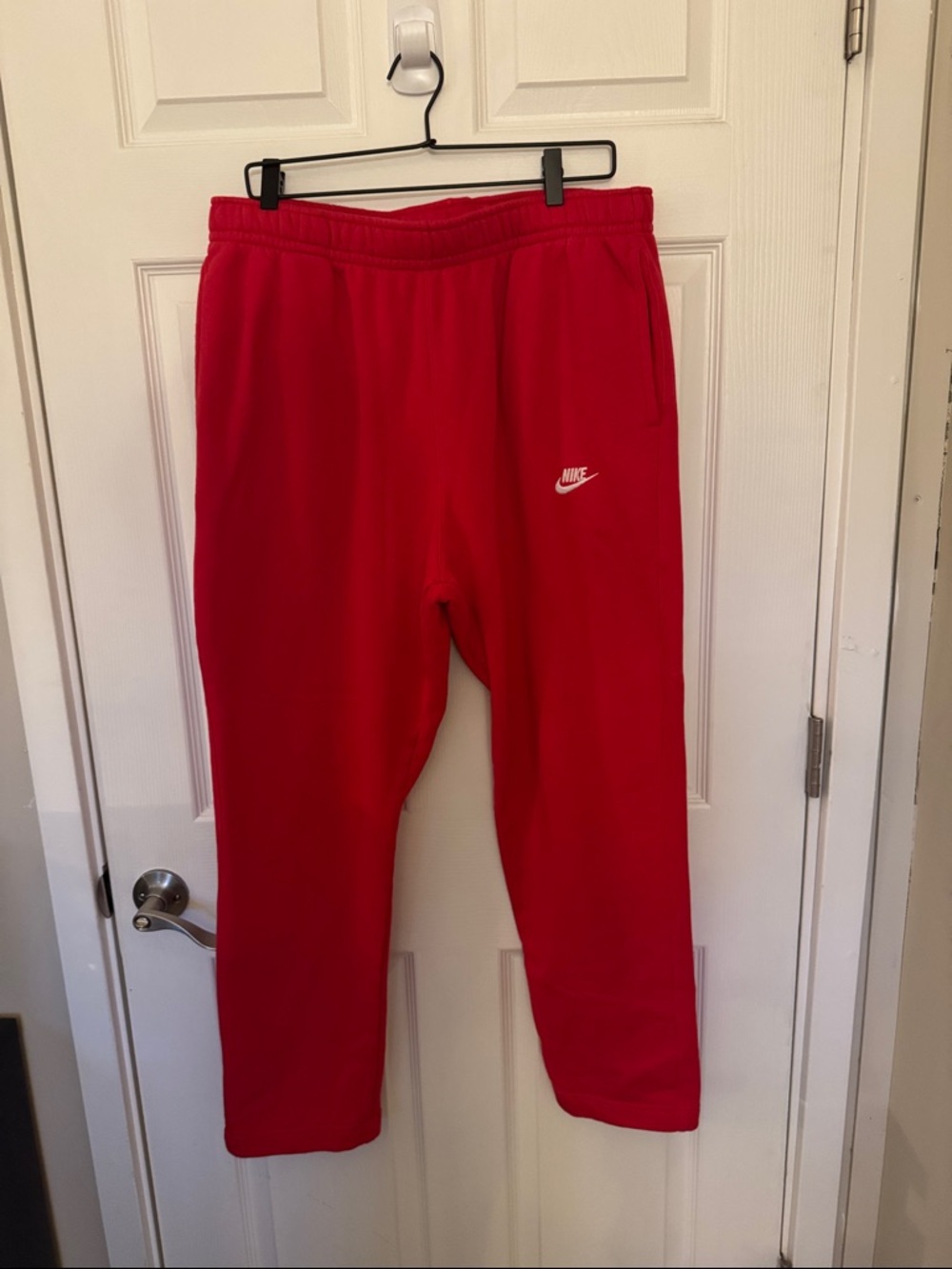 Nike Red Men's Sweatpants with White Swoosh